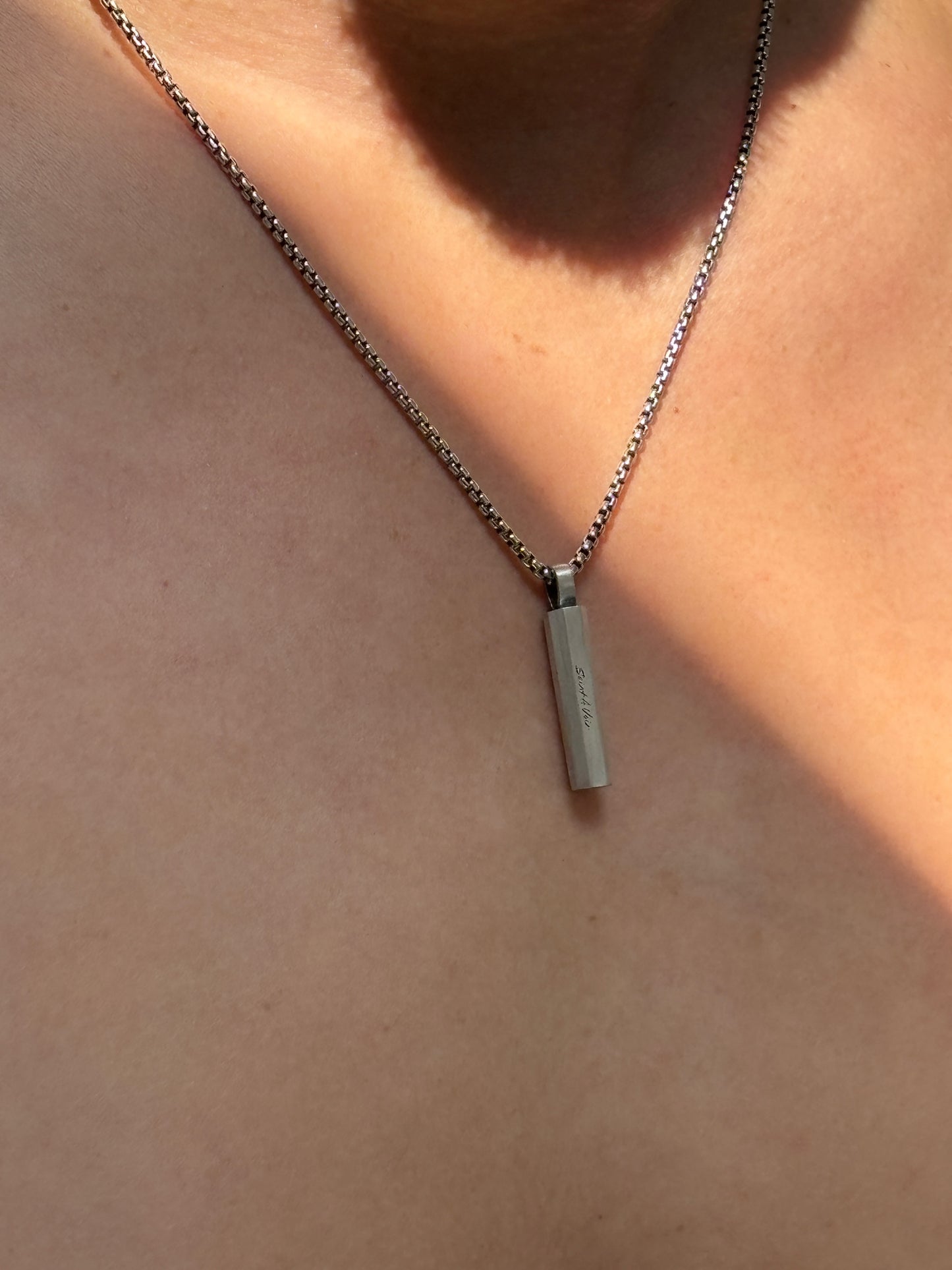 Octagon Pendant Necklace | Silver