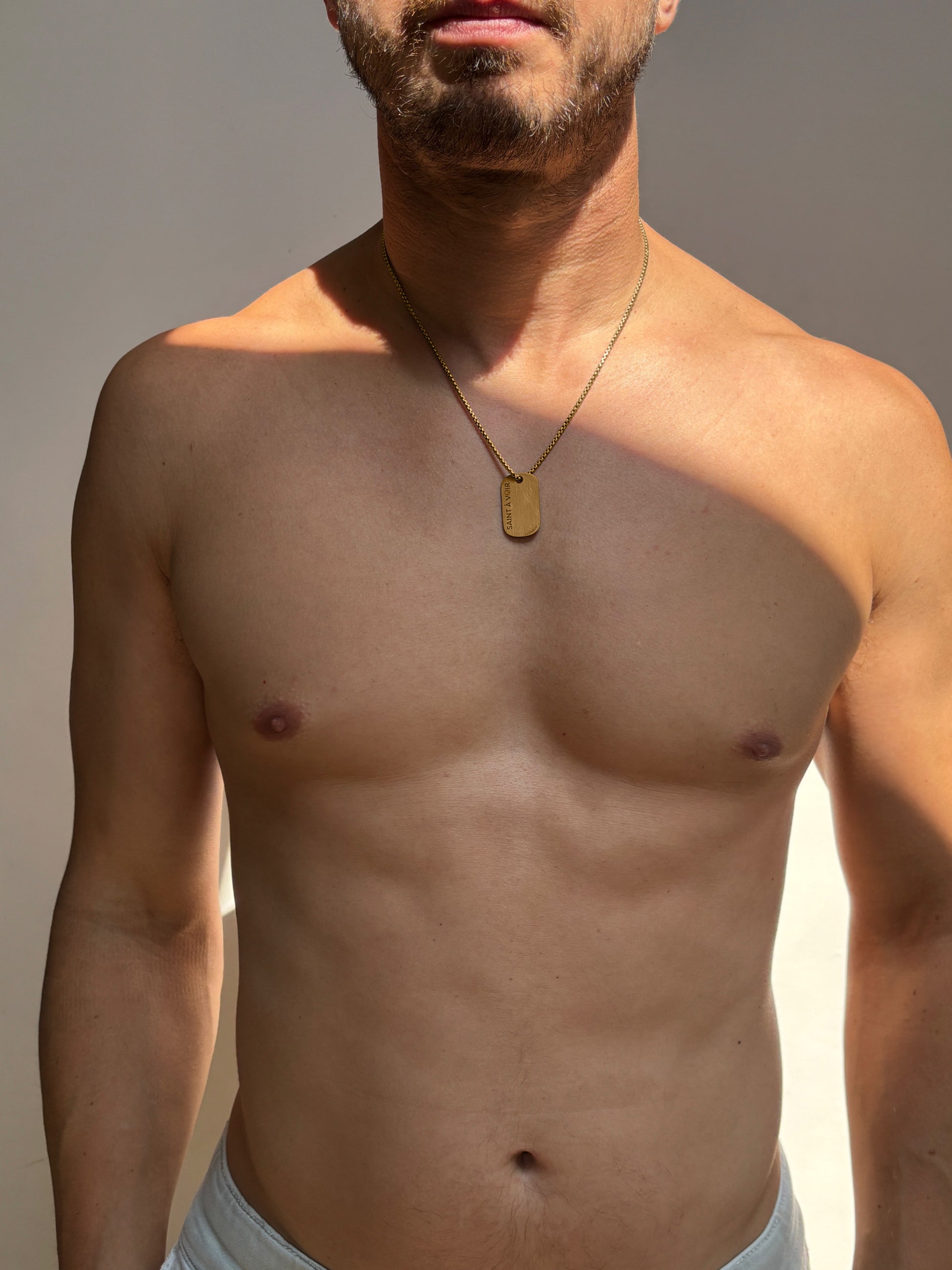Men's Gold Dog Tag Necklace