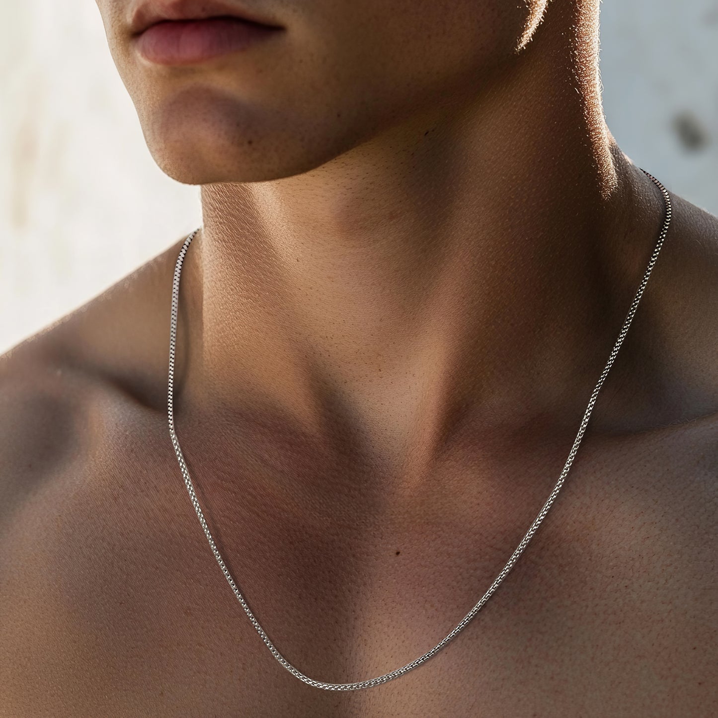 Mens Sterling Silver Box Chain