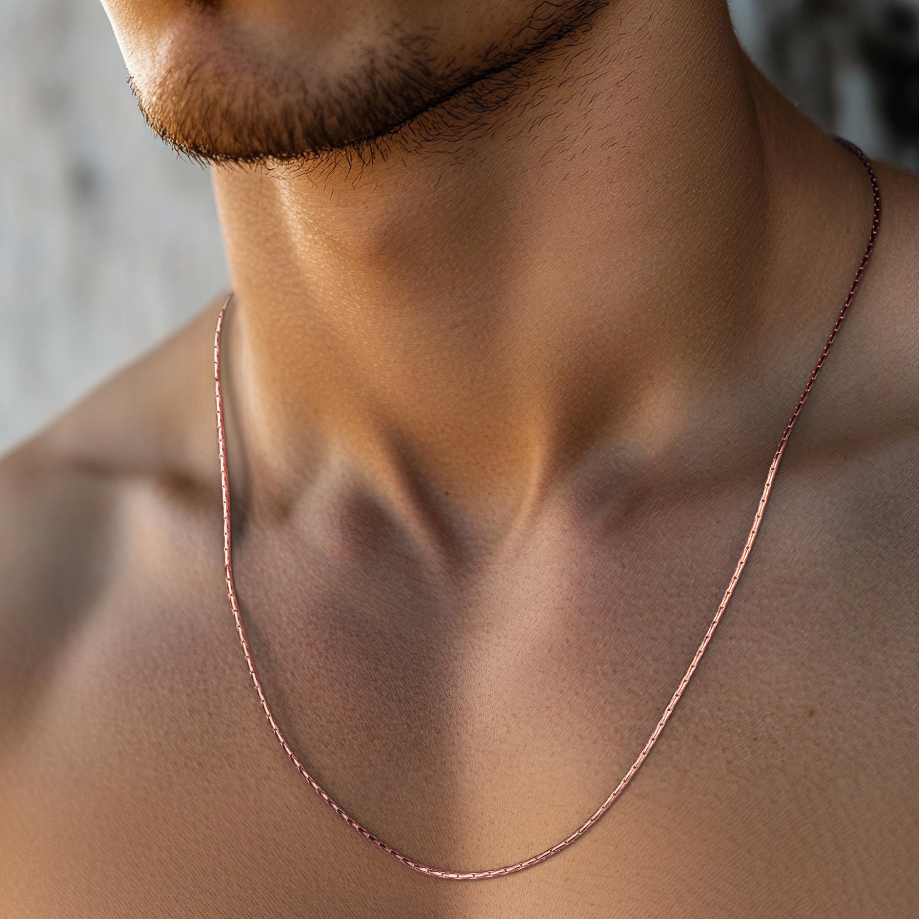 Rose Gold Mens Sterling Silver Chain Necklace